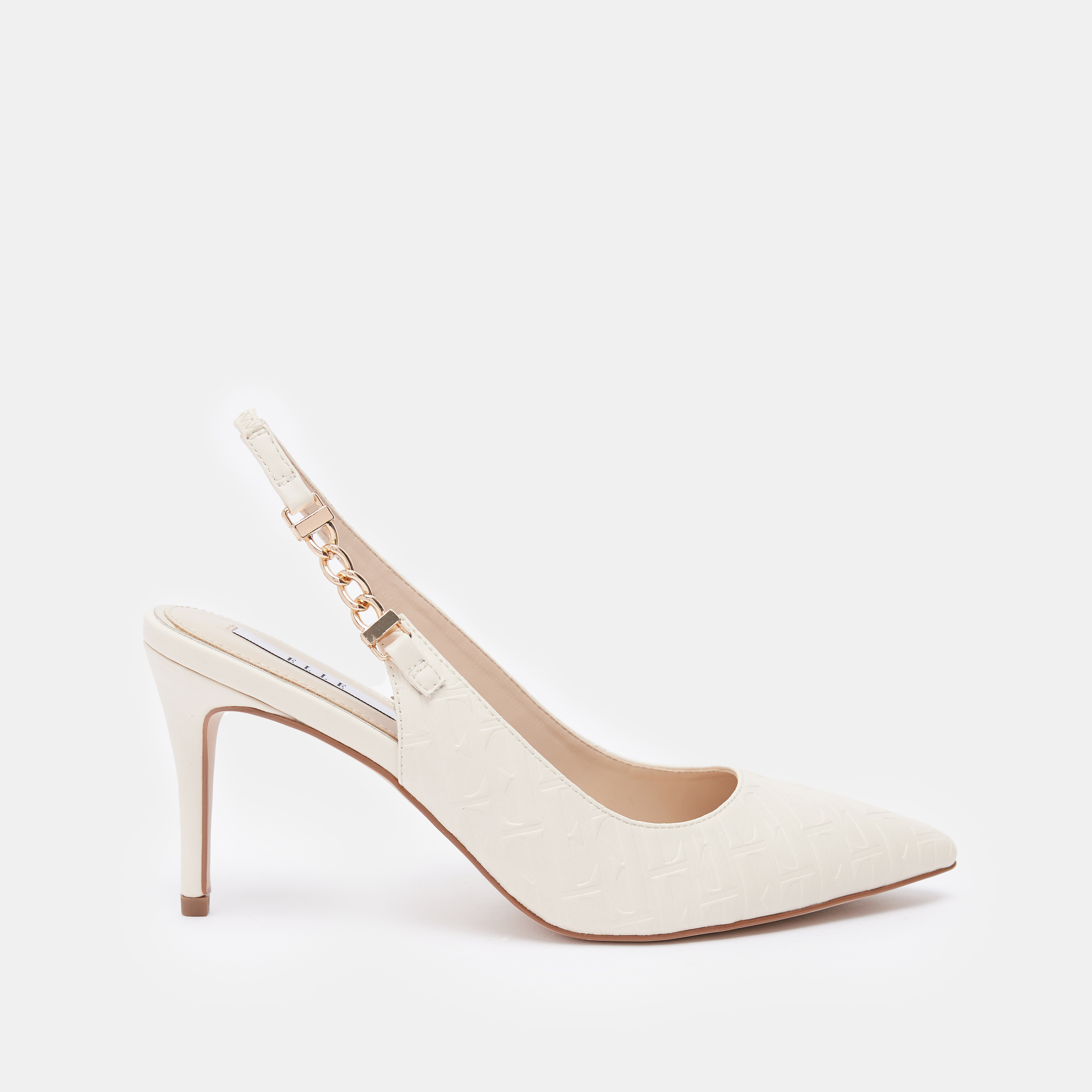 Shop ELLE Textured Shoes with Chain Accent and Stiletto Heels Online Splash Bahrain