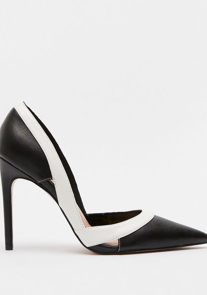 ELLE Women's Panelled Slip-On Shoes with Stiletto Heels-Women%27s Heel Shoes-image-0