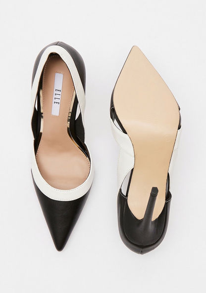 ELLE Women's Panelled Slip-On Shoes with Stiletto Heels-Women%27s Heel Shoes-image-4