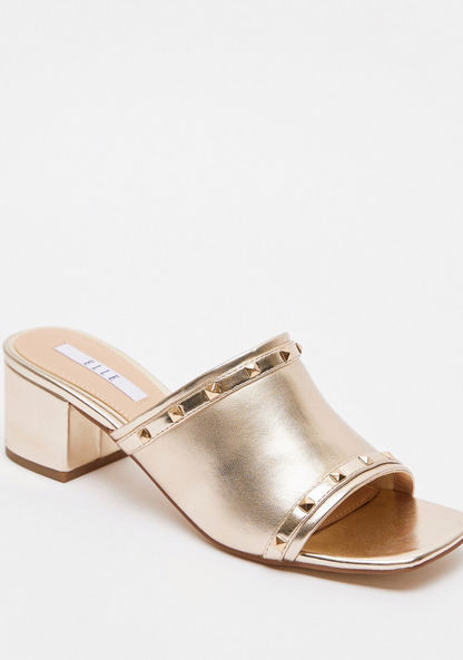 ELLE Studded Peep-Toe Block Heels with Slip-On Style-Women%27s Heel Sandals-image-1
