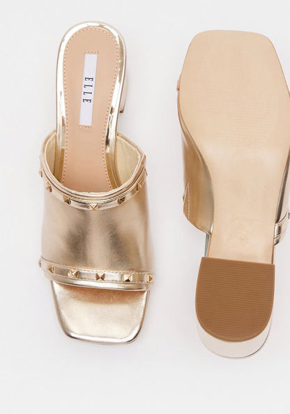 ELLE Studded Peep-Toe Block Heels with Slip-On Style-Women%27s Heel Sandals-image-5