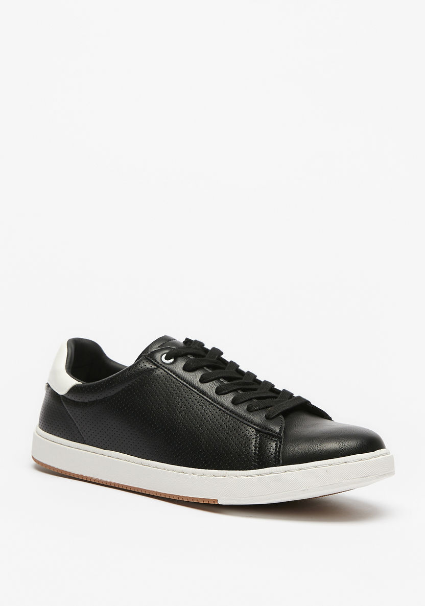 Lee Cooper Men's Perforated Sneakers with Lace-Up Closure-Men%27s Sneakers-image-0