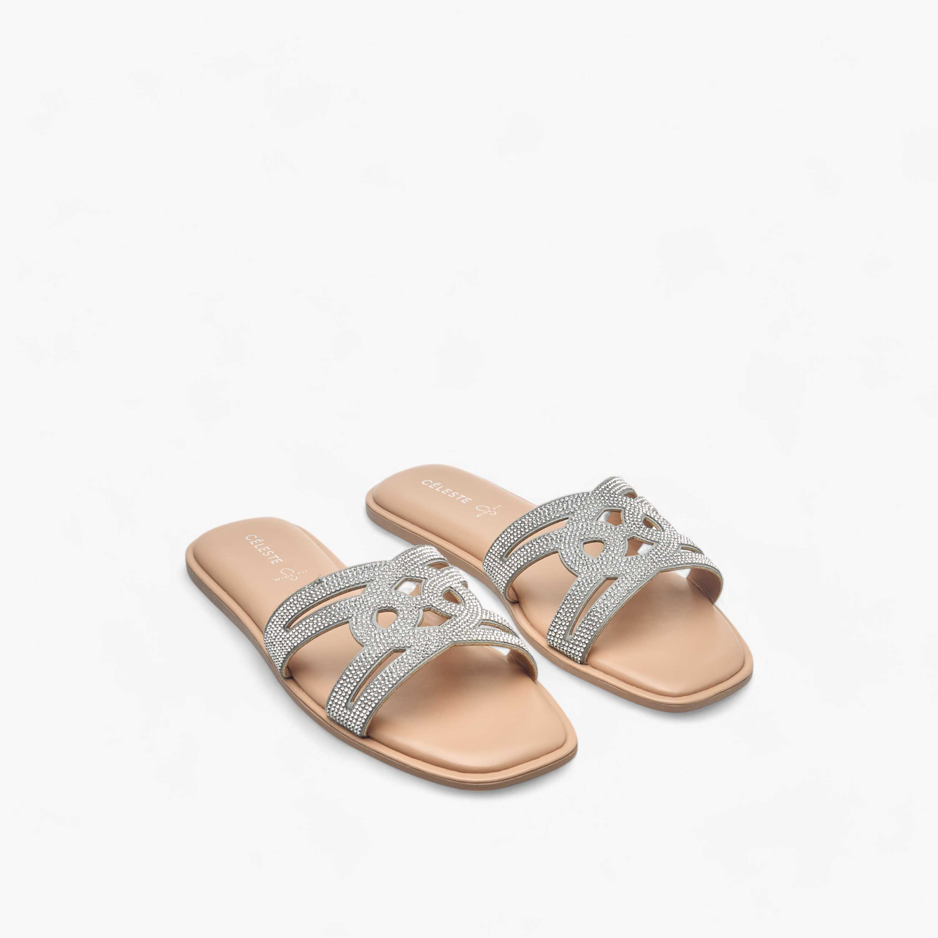 صندل مرصع سهل الارتداء بحزام للنساء من سيليست-women-shoes-flats-sandals-image-1