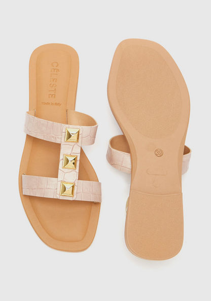 Celeste Women's Embellished Open Toe Slide Sandals-Women%27s Flat Sandals-image-4