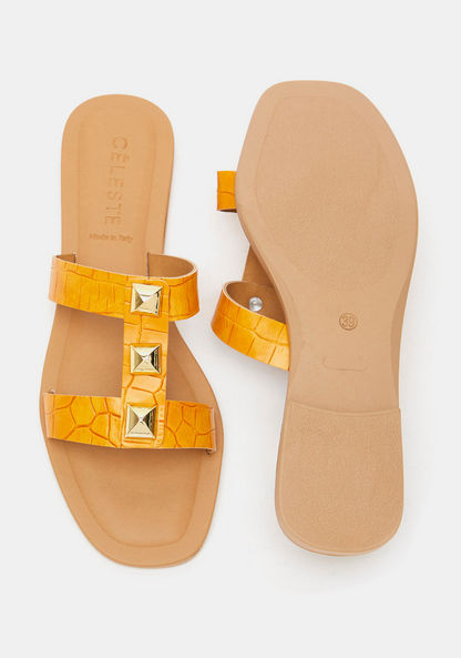 Celeste Women's Embellished Open Toe Slide Sandals-Women%27s Flat Sandals-image-4