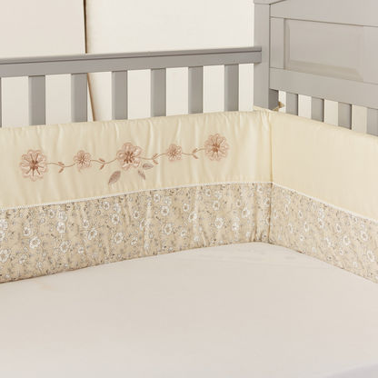 Giggles Floral Print Cot Bumper with Embroidery Detail-Baby Bedding-image-2