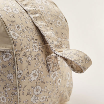 Giggles Floral Print Diaper Bag with Zip Closure