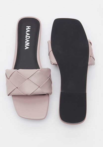 Haadana Weave Textured Slip-On Sandals-Women%27s Flat Sandals-image-4