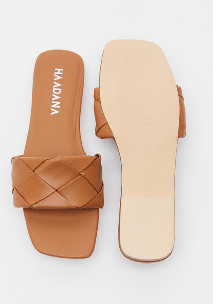 Haadana Weave Textured Slip-On Sandals-Women%27s Flat Sandals-image-4