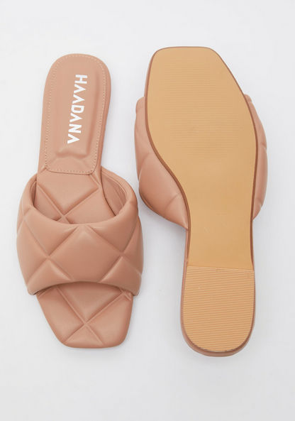 Haadana Quilted Open Toe Slide Sandals-Women%27s Flat Sandals-image-4