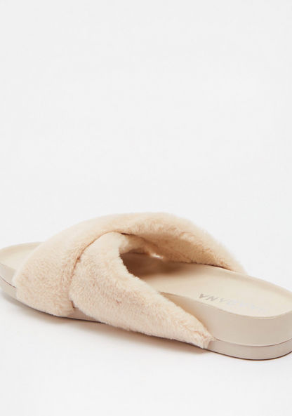 Haadana Textured Cross Strap Slip-on Slide Sandals