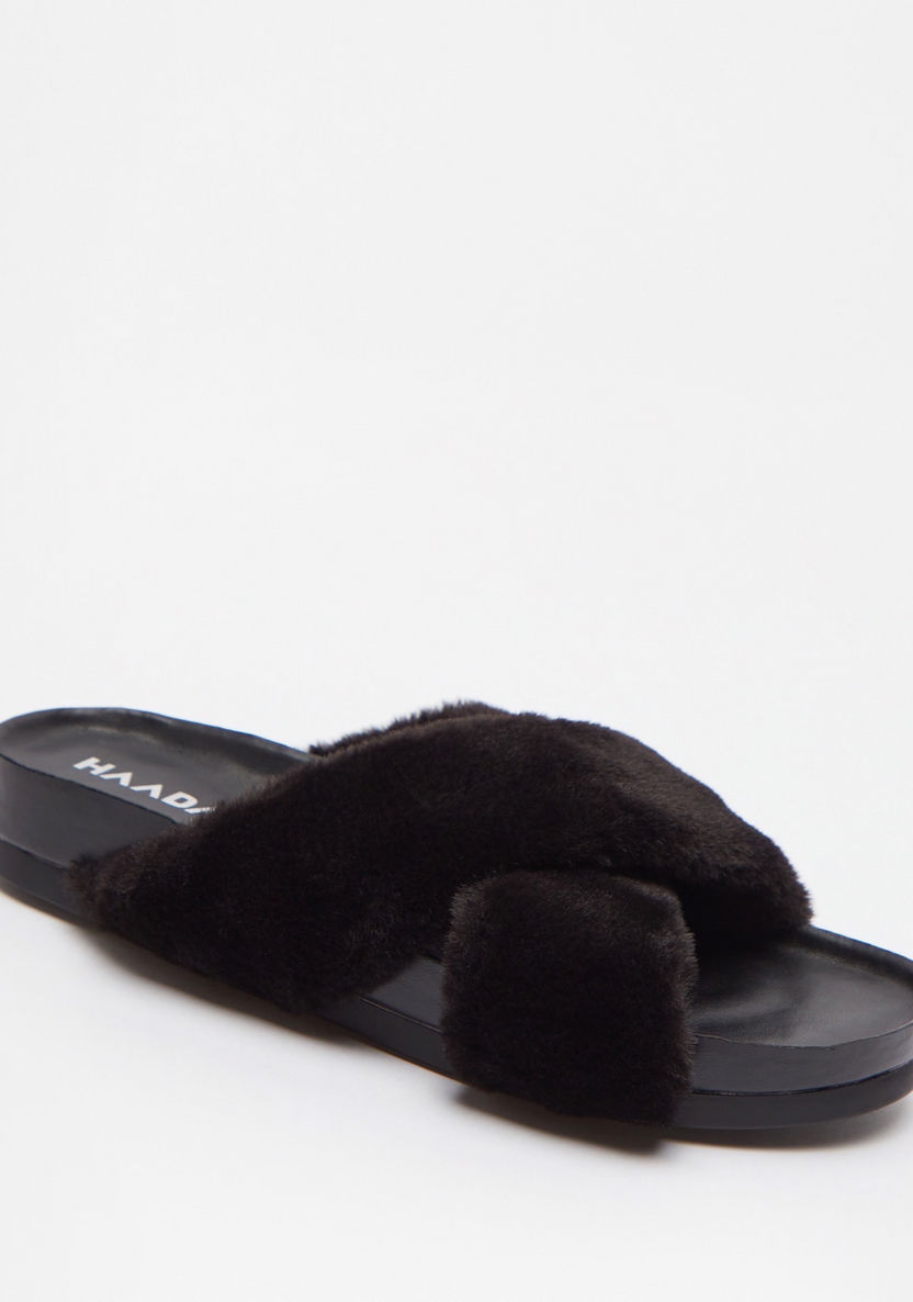 Haadana Textured Cross Strap Slip-on Slide Sandals-Women%27s Flat Sandals-image-1