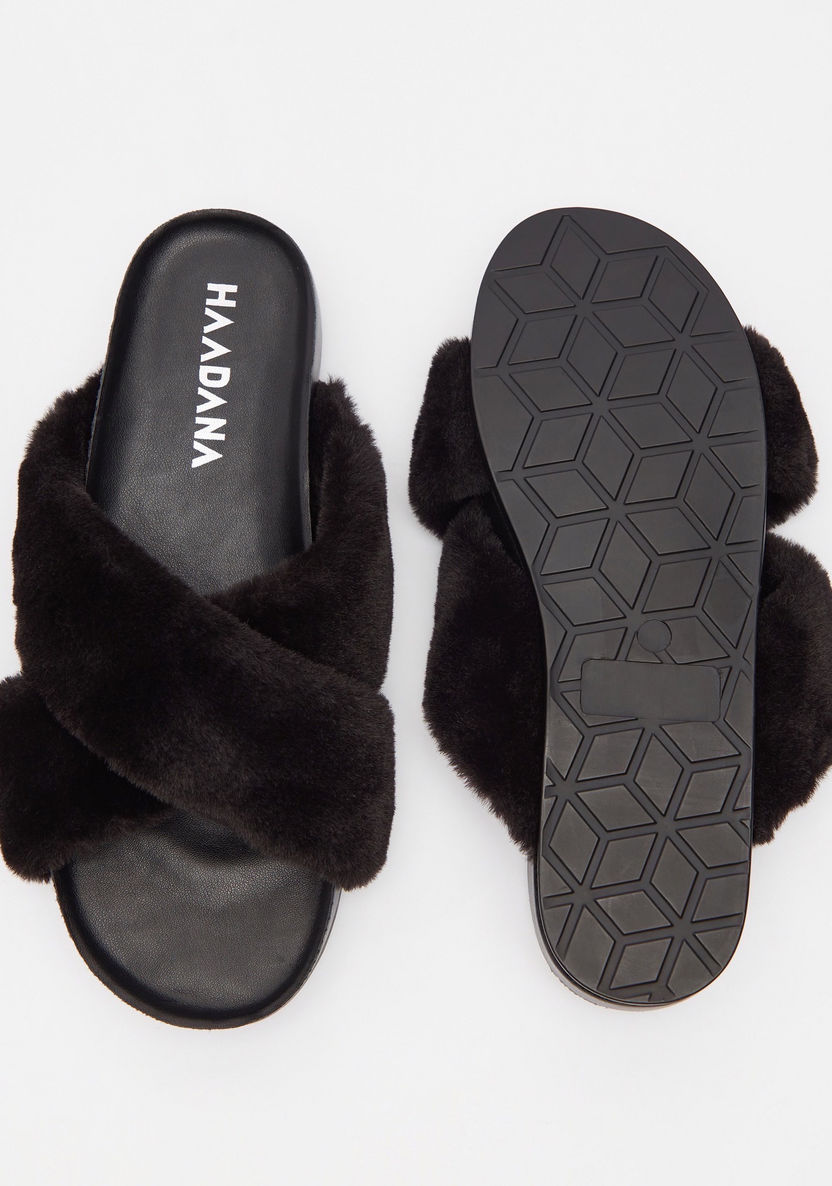 Haadana Textured Cross Strap Slip-on Slide Sandals-Women%27s Flat Sandals-image-5