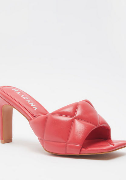 Haadana Quilted Slip-On Sandals with Stiletto Heels-Women%27s Heel Sandals-image-1