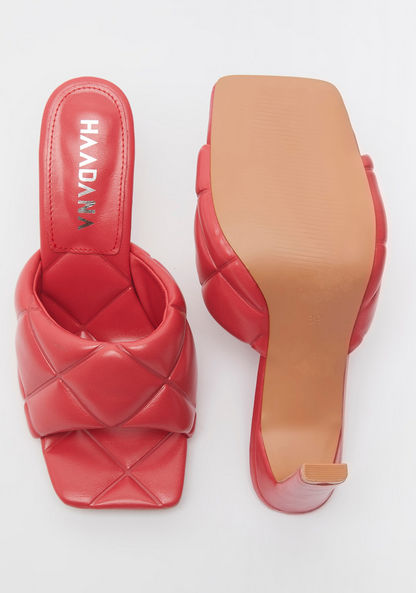 Haadana Quilted Slip-On Sandals with Stiletto Heels-Women%27s Heel Sandals-image-6