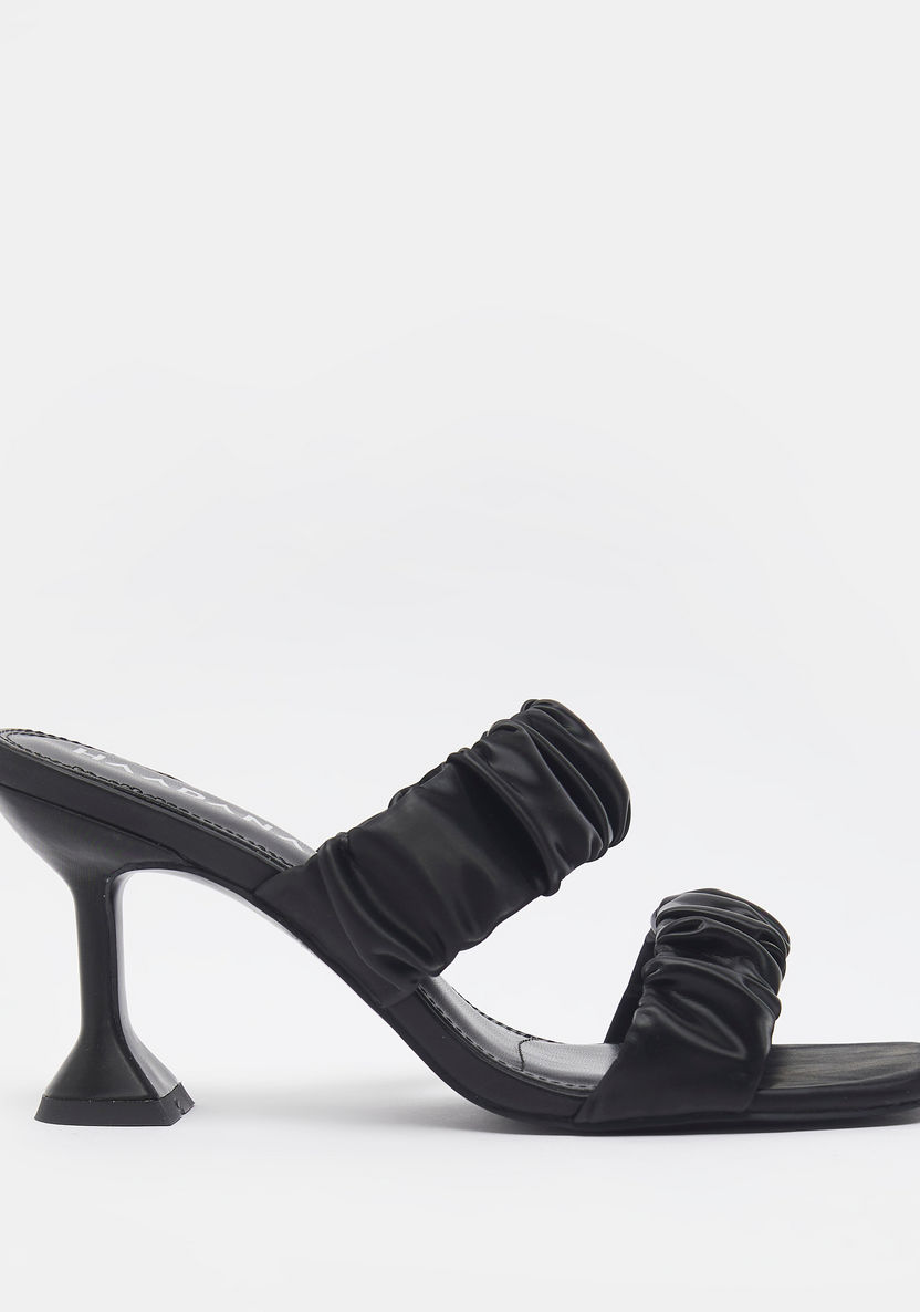 Haadana Slip-On Sandals with Spool Heels and Ruched Strap-Women%27s Heel Sandals-image-0