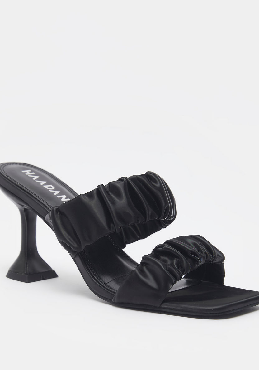 Haadana Slip-On Sandals with Spool Heels and Ruched Strap-Women%27s Heel Sandals-image-1