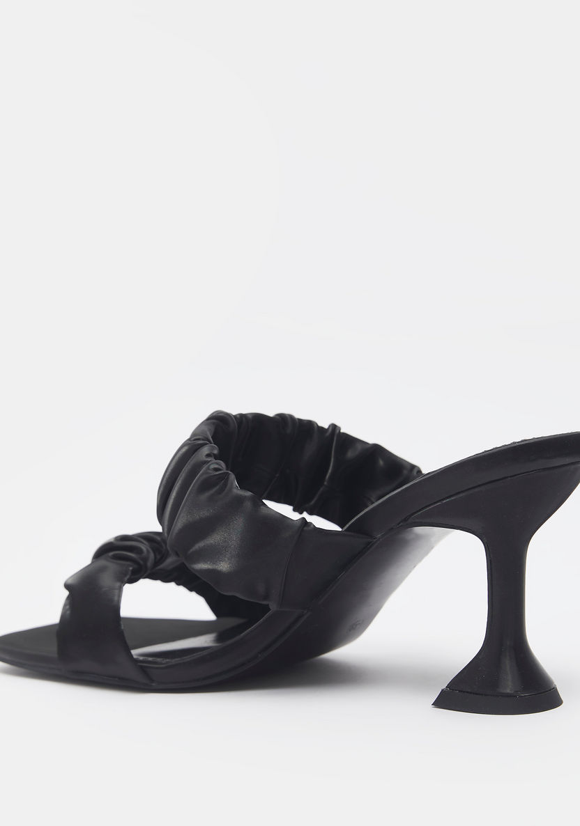 Haadana Slip-On Sandals with Spool Heels and Ruched Strap-Women%27s Heel Sandals-image-2
