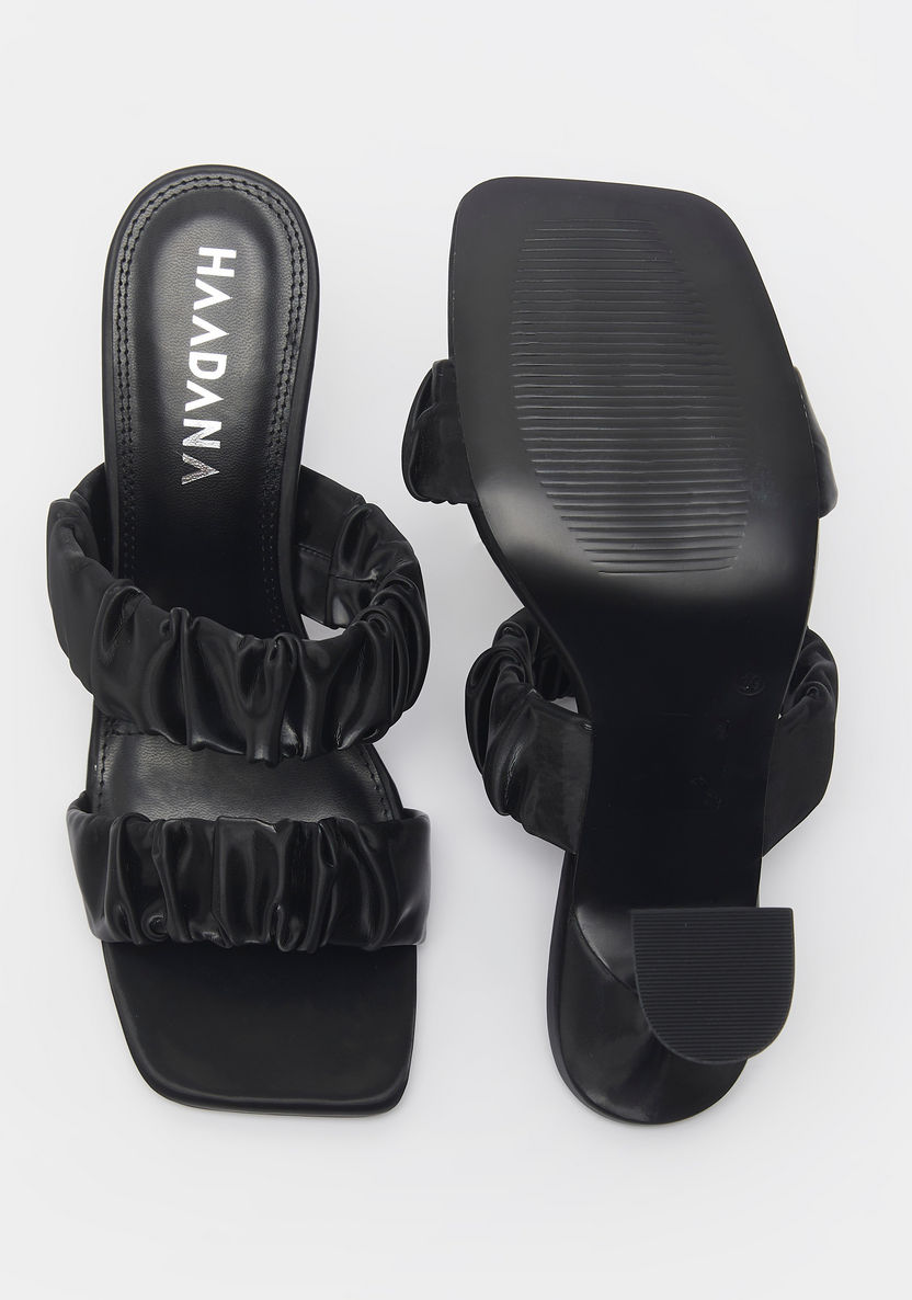 Haadana Slip-On Sandals with Spool Heels and Ruched Strap-Women%27s Heel Sandals-image-4