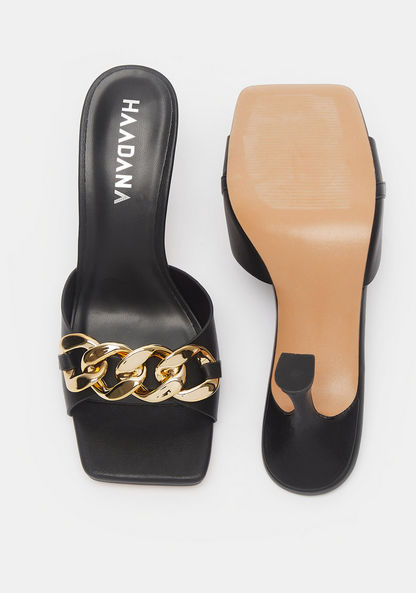Haadana Chunky Chain Accented Slip-On Sandals with Stiletto Heels-Women%27s Heel Sandals-image-6