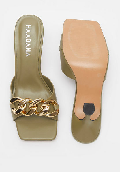 Haadana Chunky Chain Accented Slip-On Sandals with Stiletto Heels-Women%27s Heel Sandals-image-4