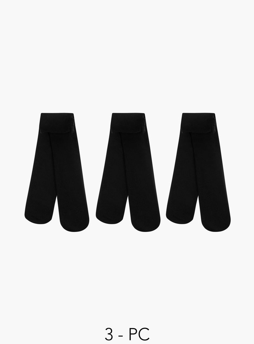كولون مغلق القدمين سادة من جونيورز - طقم من 3 قطع-girls-accessories-socks-image-1