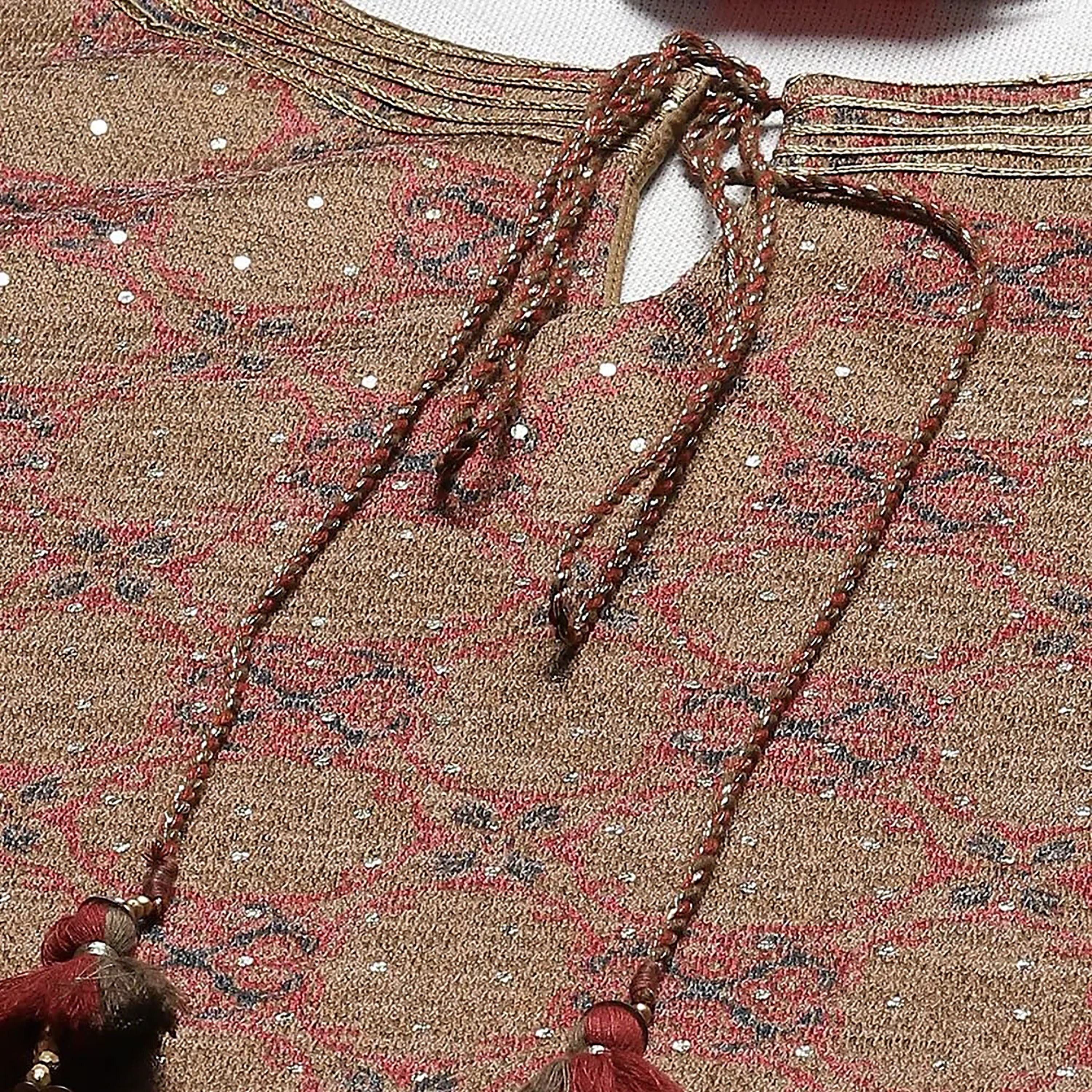 طقم مكون من قطعتين من كورتا وسروال قطني بفتحة عنق مع مطبوع من بيبا مع مزين بغوتا باتي-women-clothing-ethnicwear-salwarsuits-image-2