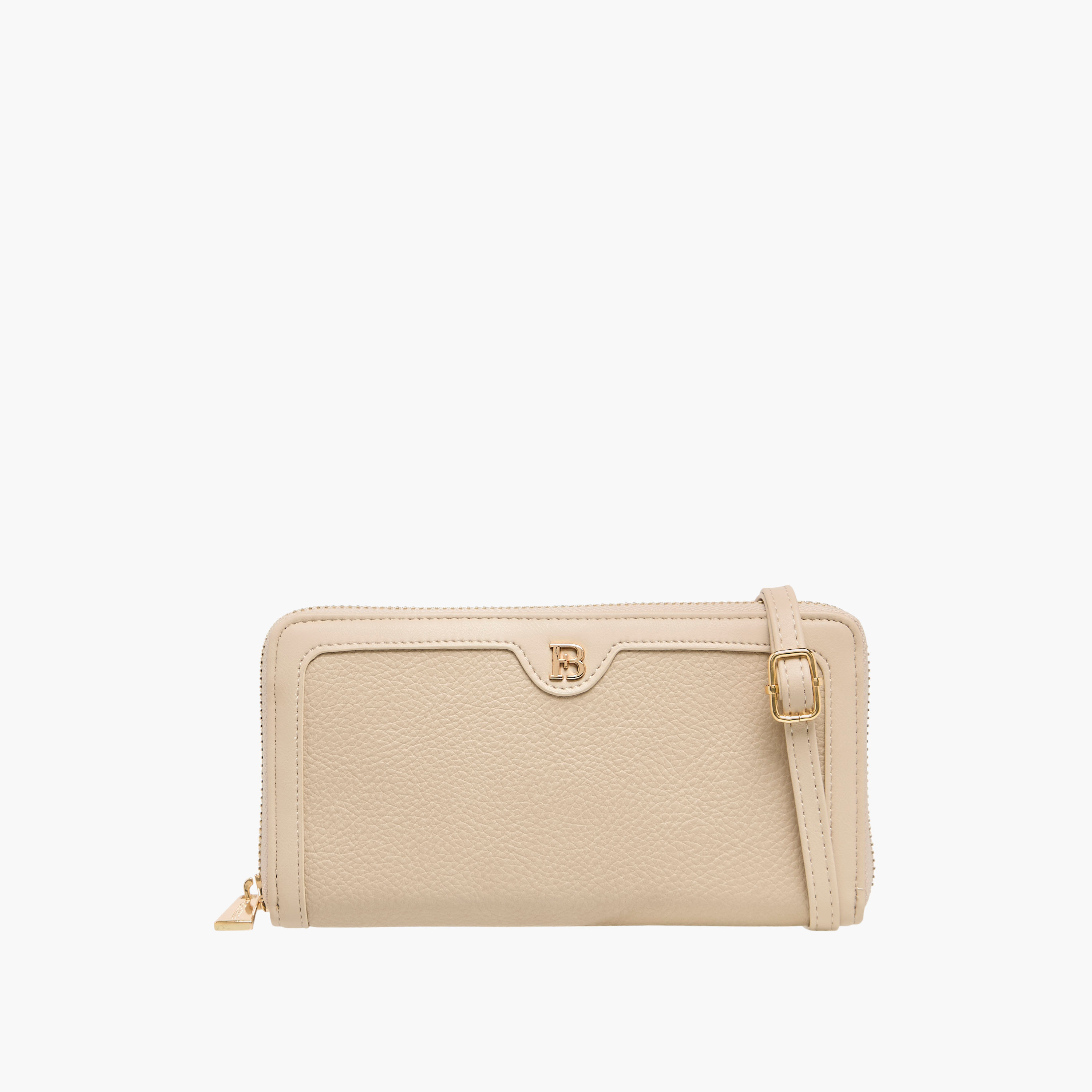 محفظة سادة بسحاب وحزام قابل للفصل من فلورا بيلا-women-bagsandwallets-wallets-image-1