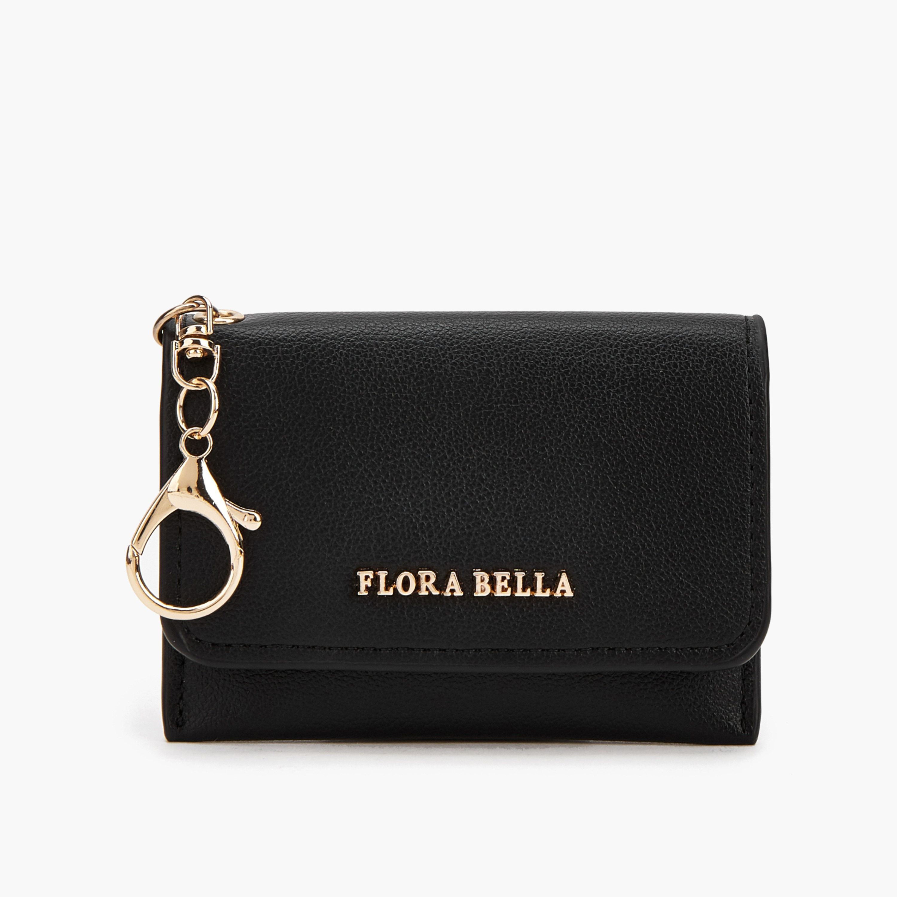 محفظة بارزة الملمس ثنائية الطي بحلقة مفاتيح من فلورا بيلا-women-bagsandwallets-wallets-image-1