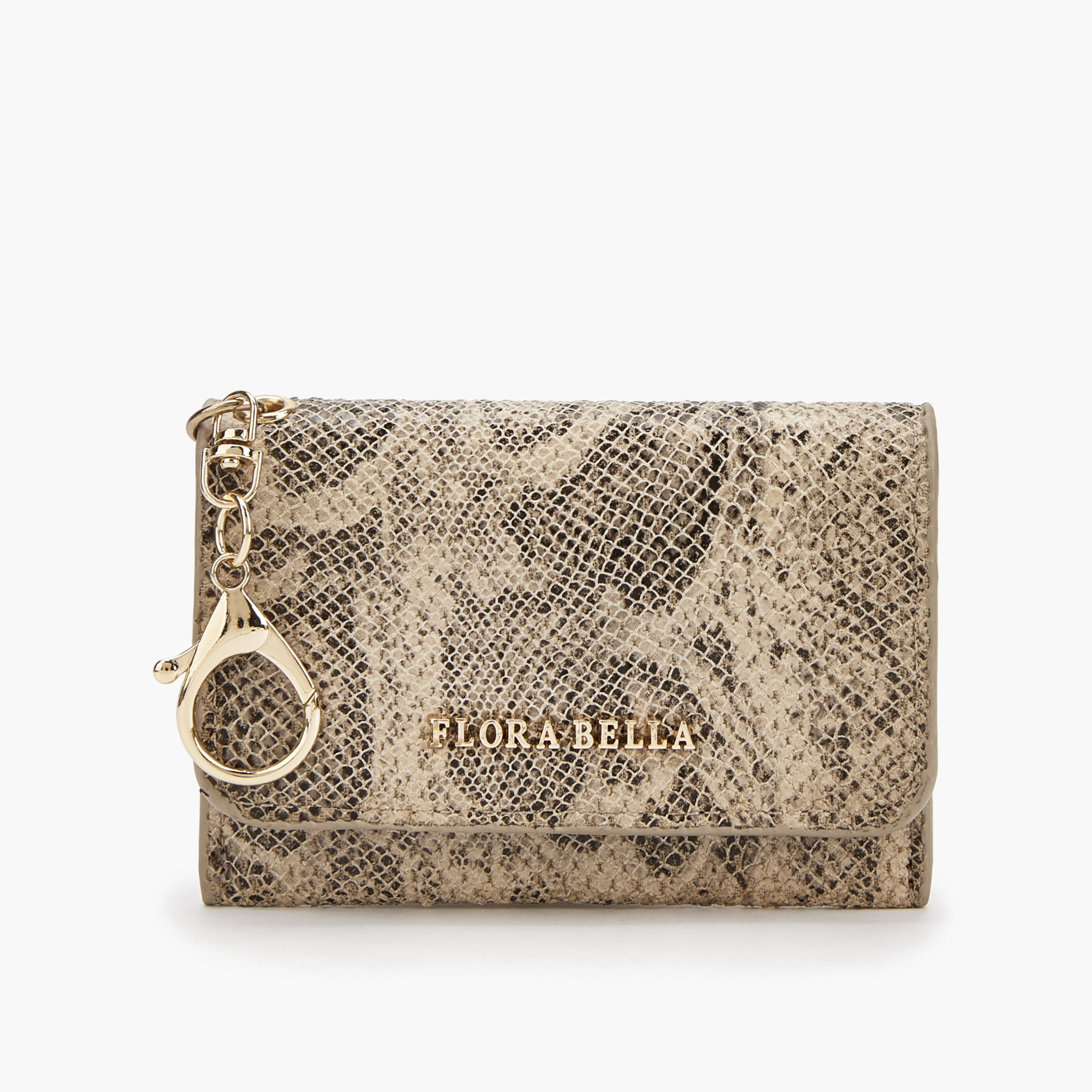 محفظة بارزة الملمس ثنائية الطي بحلقة مفاتيح من فلورا بيلا-women-bagsandwallets-wallets-image-1