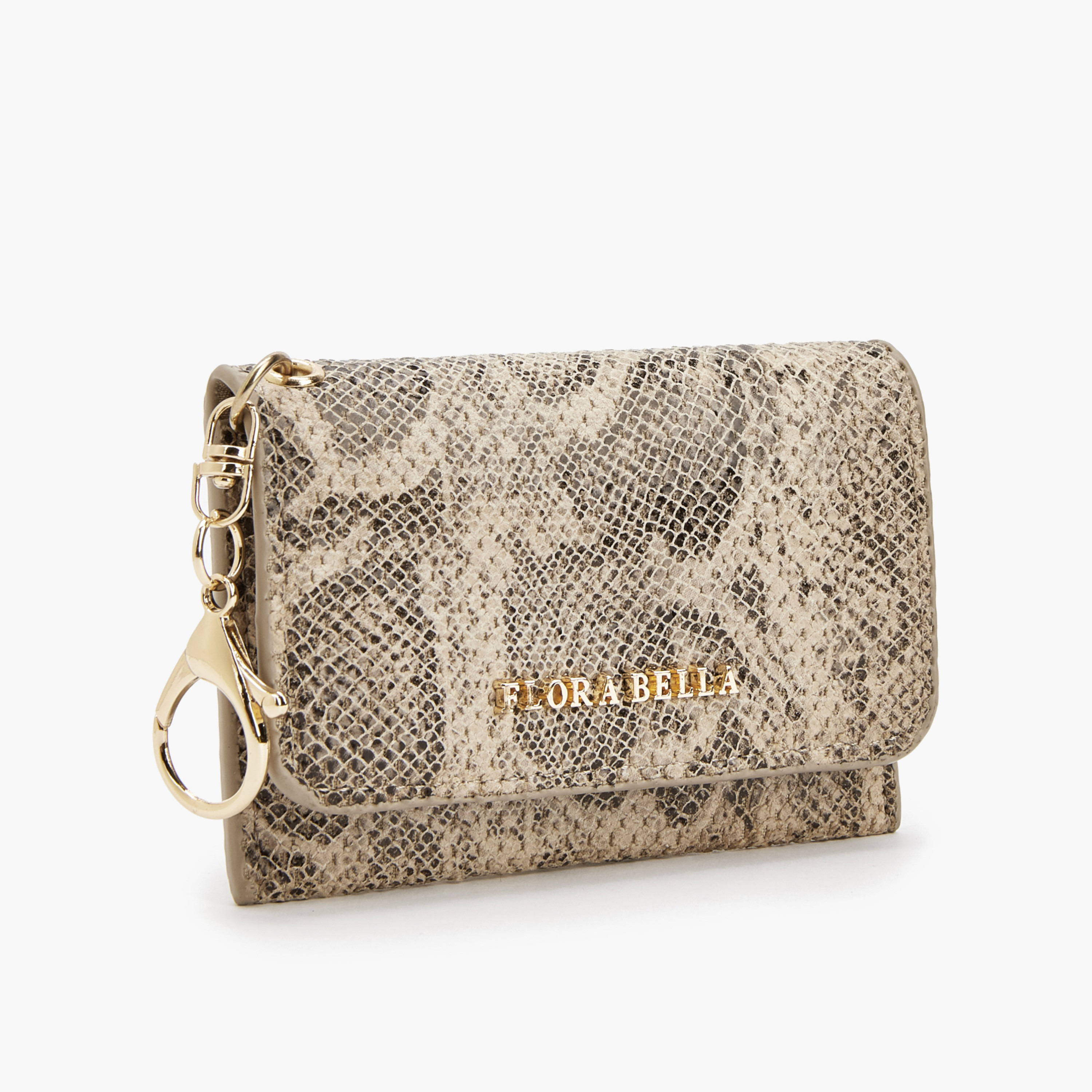محفظة بارزة الملمس ثنائية الطي بحلقة مفاتيح من فلورا بيلا-women-bagsandwallets-wallets-image-3