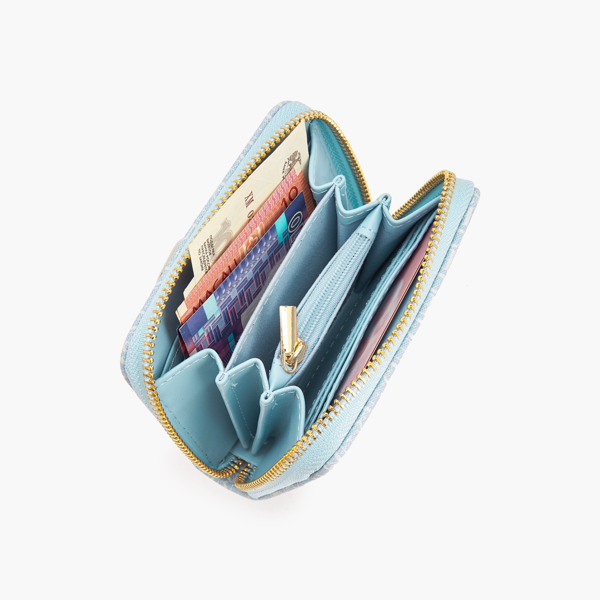 محفظة بطبعات مونوجرام وبسحاب يدور حولها من فلورا بيلا-women-bagsandwallets-wallets-image-7