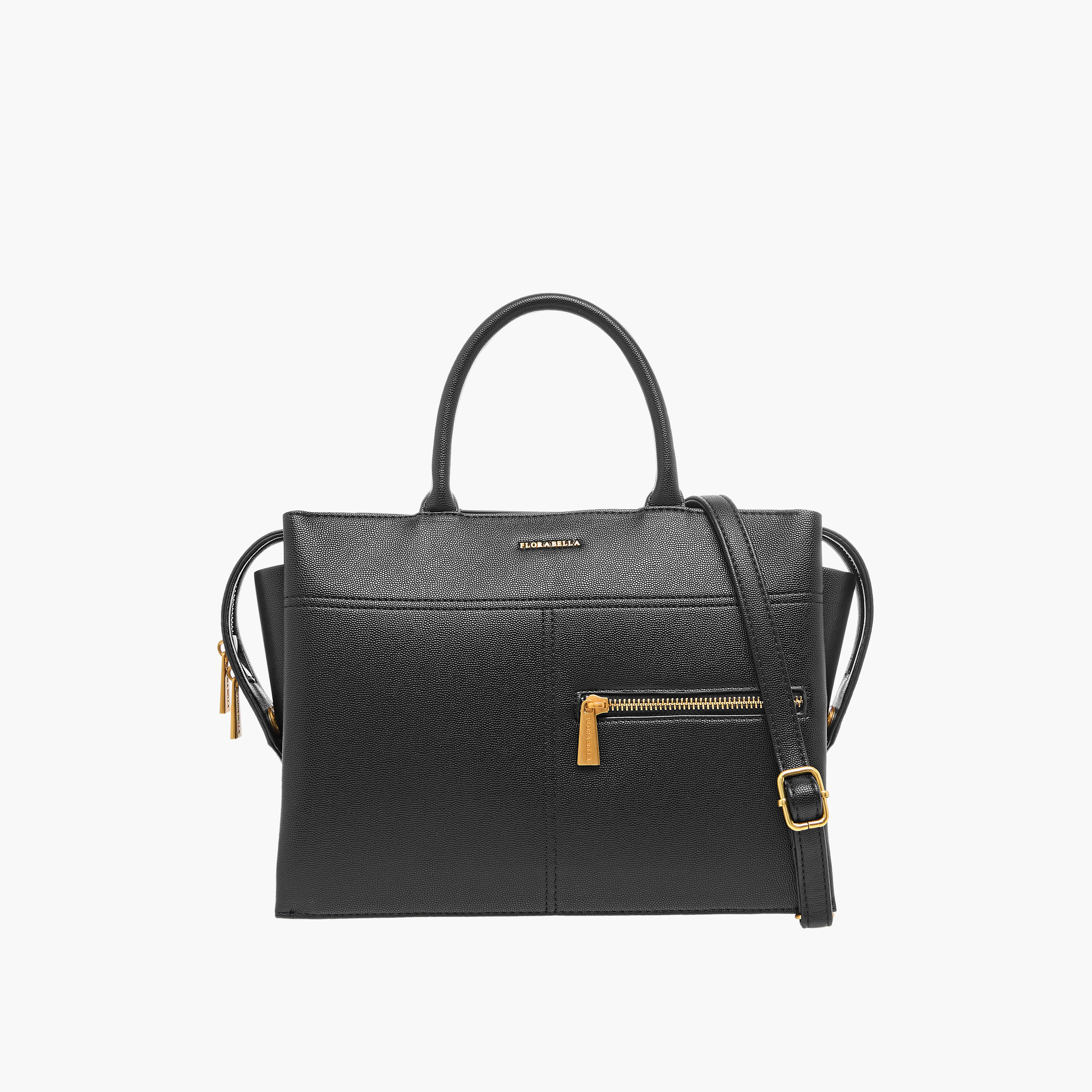 Flora Bella Solid Tote Bag with Handles and Zip Closure-women-bagsandwallets-handbags-image-1