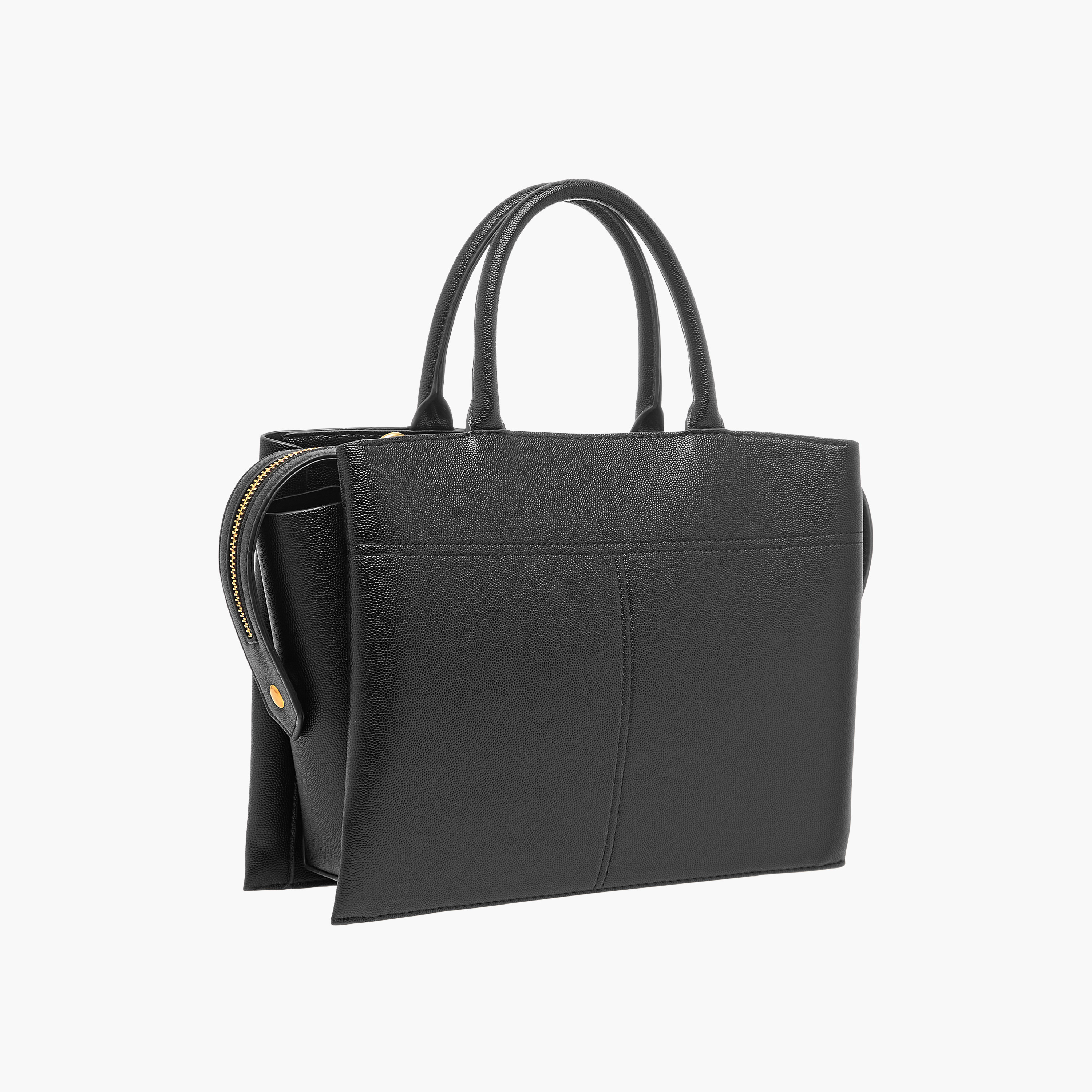 Flora Bella Solid Tote Bag with Handles and Zip Closure-women-bagsandwallets-handbags-image-3