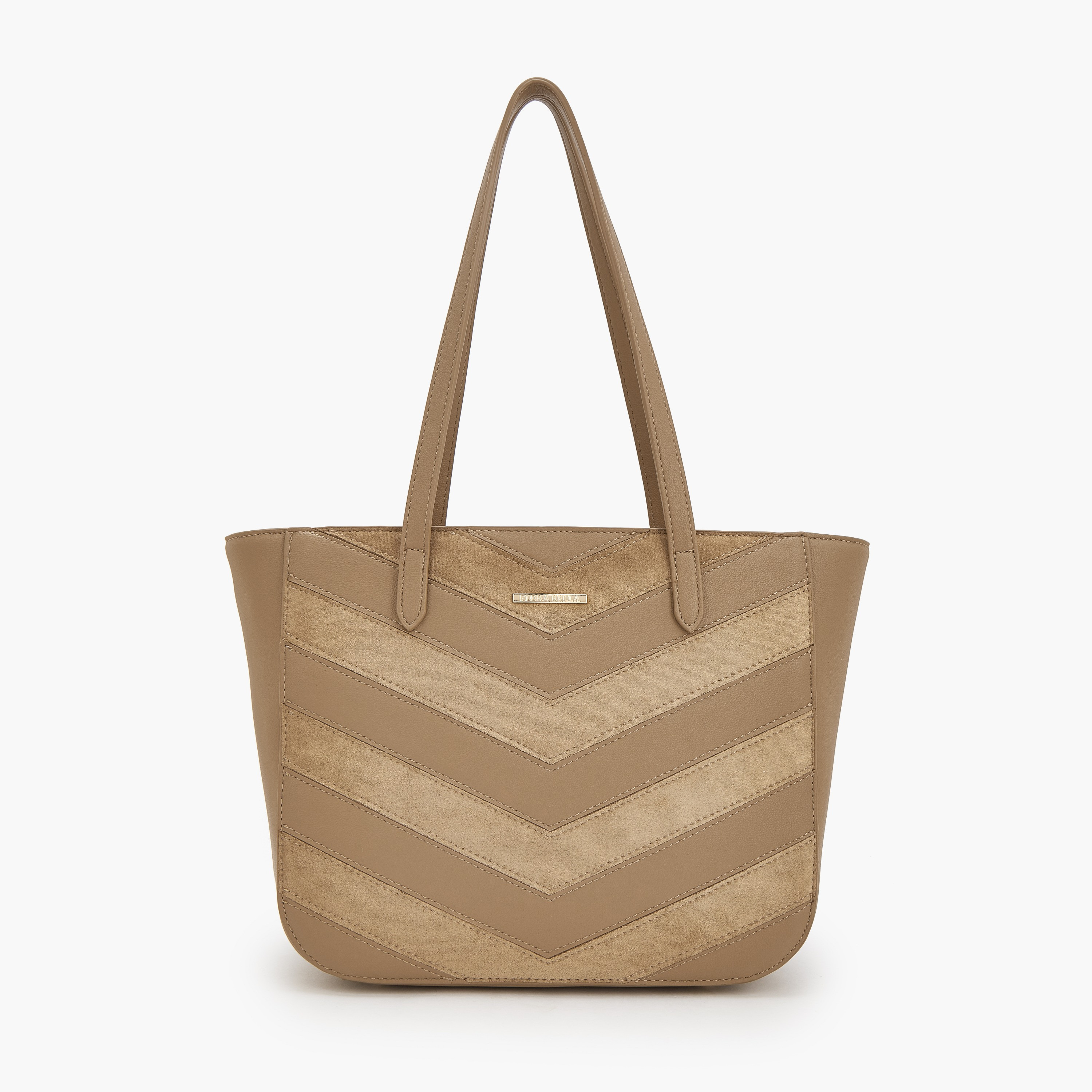 Flora Bella by Shoexpress Chevron Textured Tote Bag with Zipper Closure-women-bagsandwallets-handbags-image-1