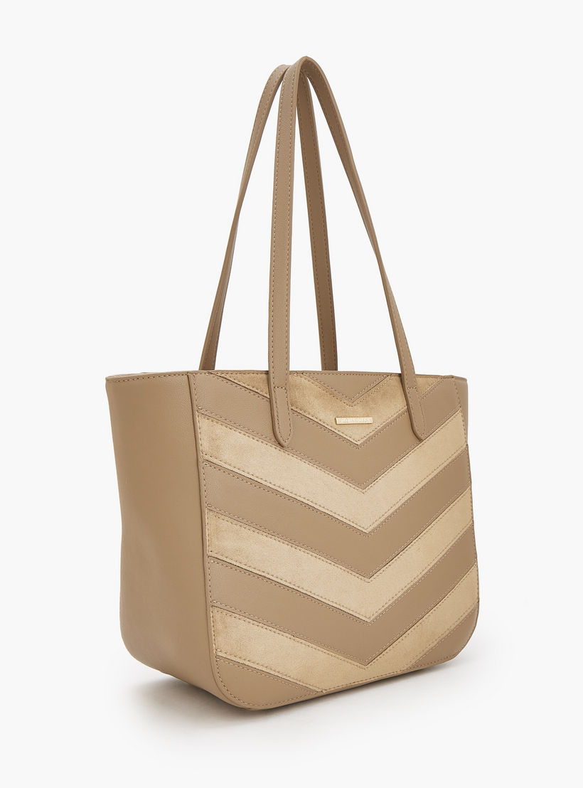 Flora Bella by Shoexpress Chevron Textured Tote Bag with Zipper Closure-women-bagsandwallets-handbags-image-3