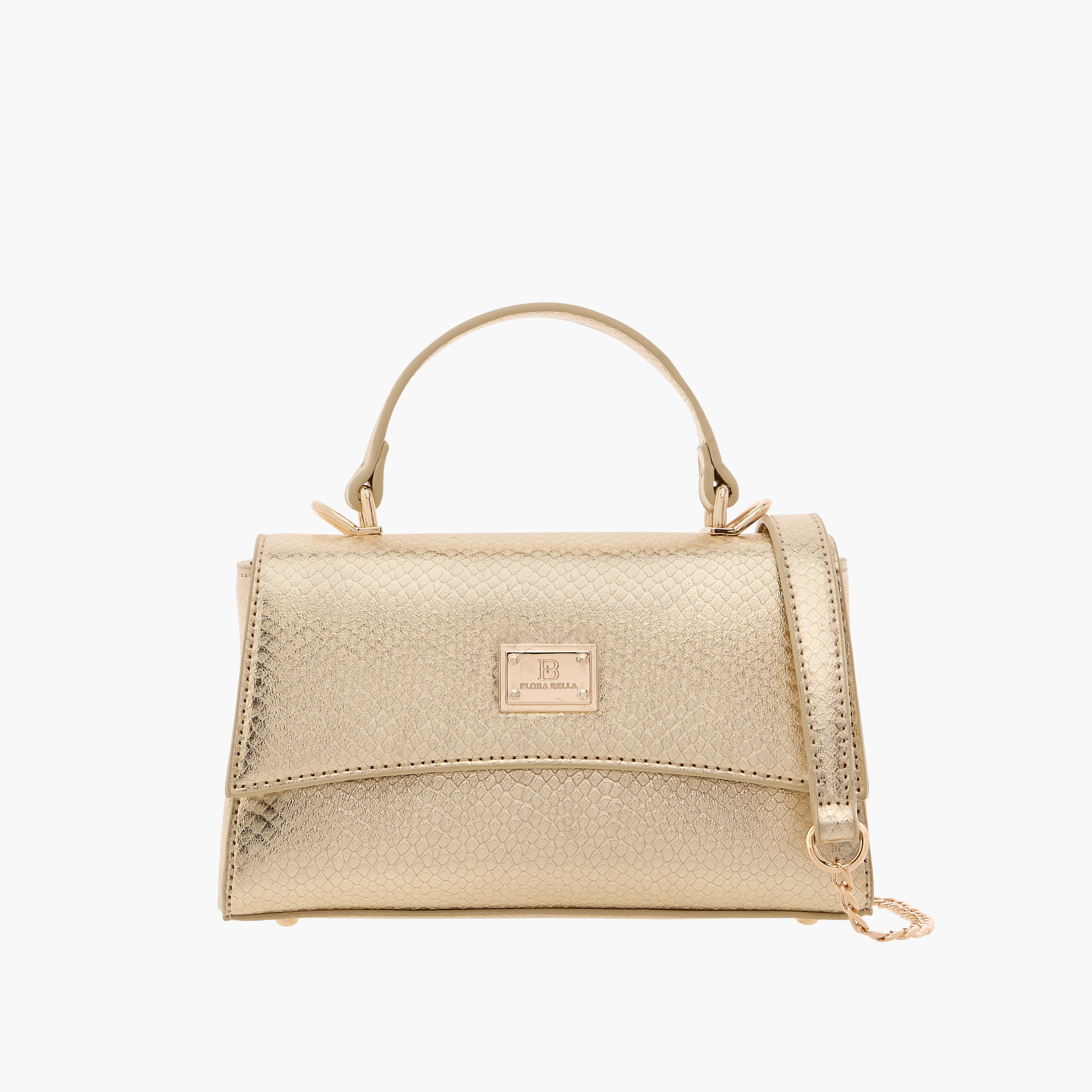 Flora Bella Textured Satchel Bag with Grab Handle and Button Closure-women-bagsandwallets-handbags-image-1