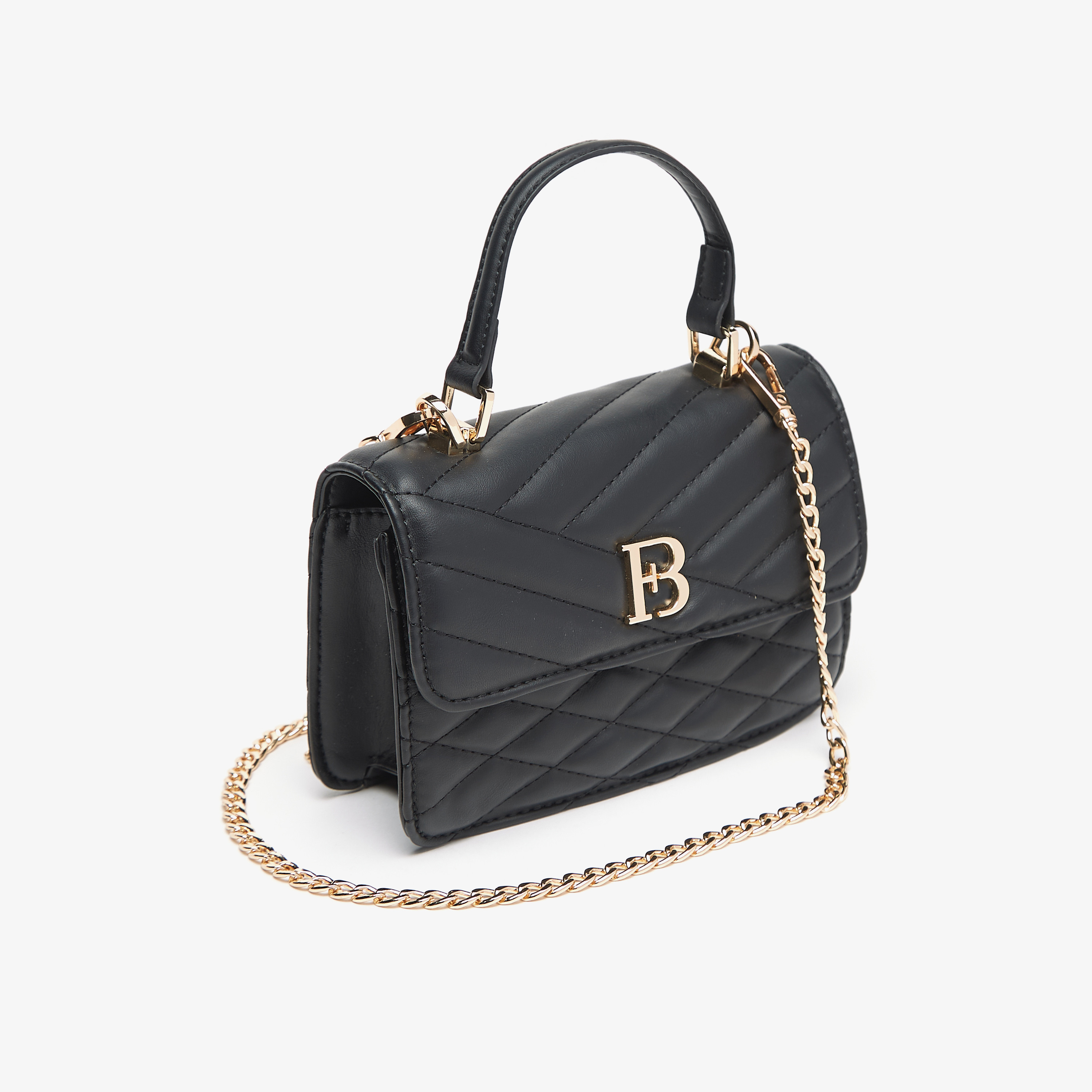 Flora Bella Quilted Satchel Bag with Grab Handle and Chain Strap-women-bagsandwallets-handbags-image-2