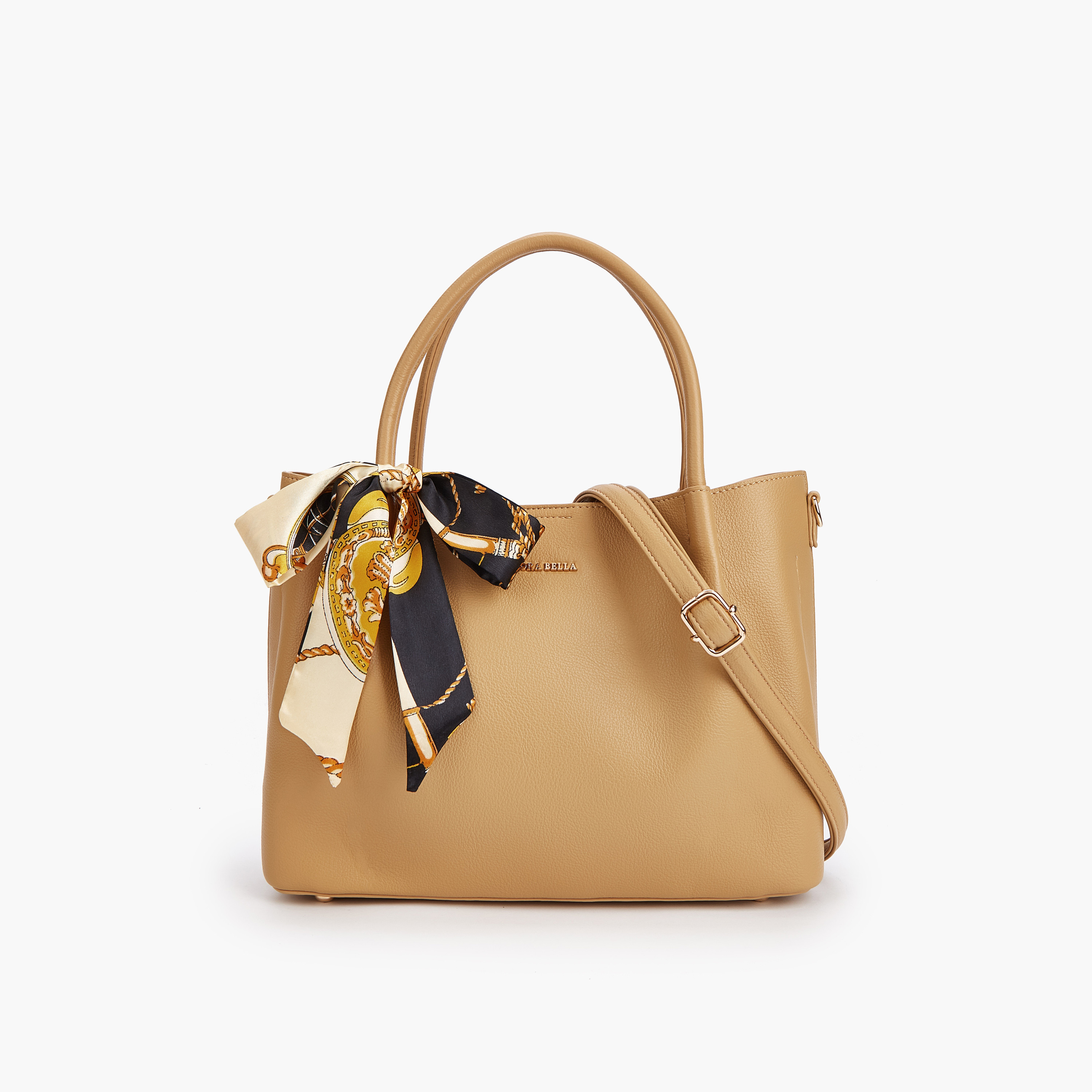 شنطة توت بحزام قابل للفصل وسحاب إغلاق وزينة وشاح من فلورا بيلا-women-bagsandwallets-handbags-image-1