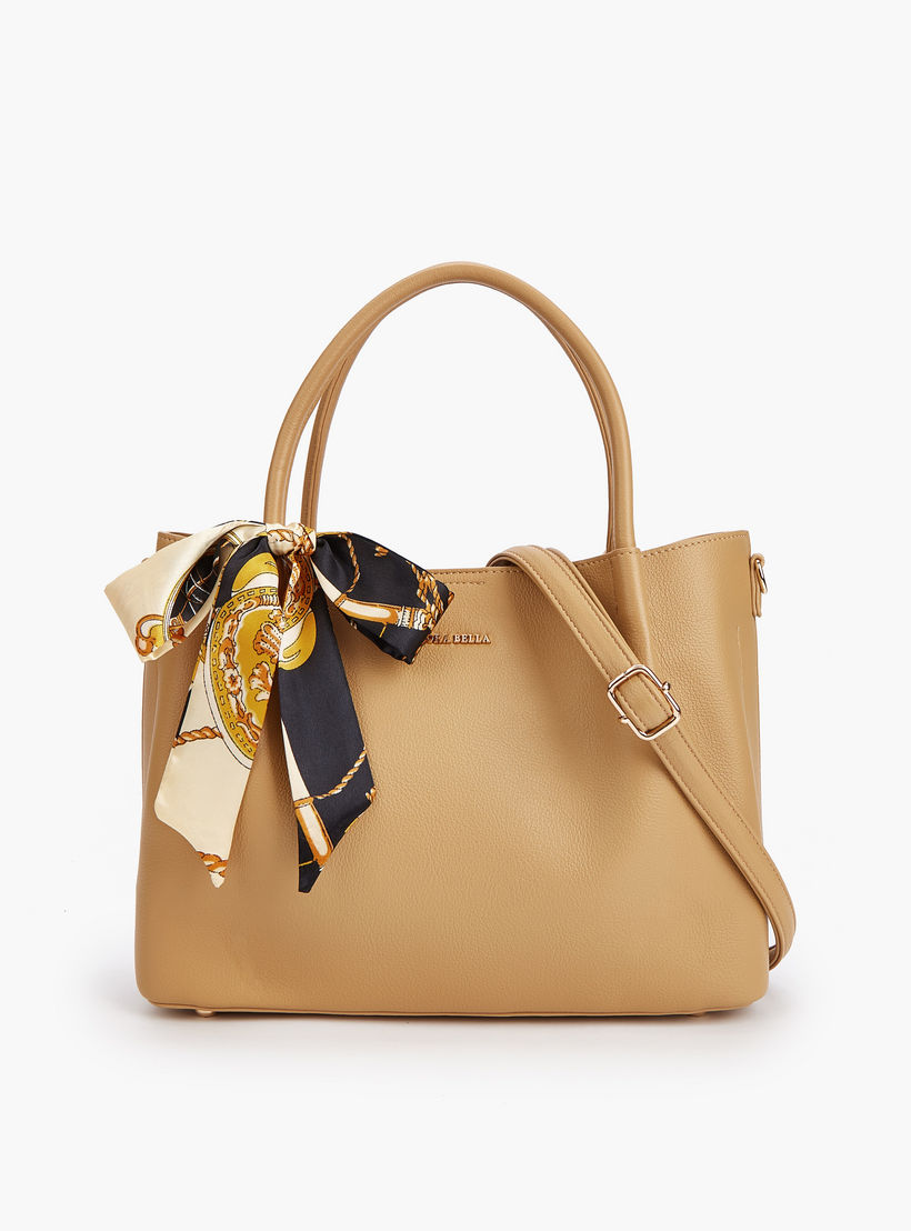 شنطة توت بحزام قابل للفصل وسحاب إغلاق وزينة وشاح من فلورا بيلا-women-bagsandwallets-handbags-image-1
