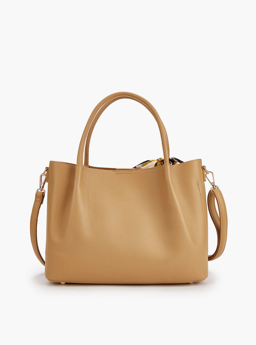 شنطة توت بحزام قابل للفصل وسحاب إغلاق وزينة وشاح من فلورا بيلا-women-bagsandwallets-handbags-image-3
