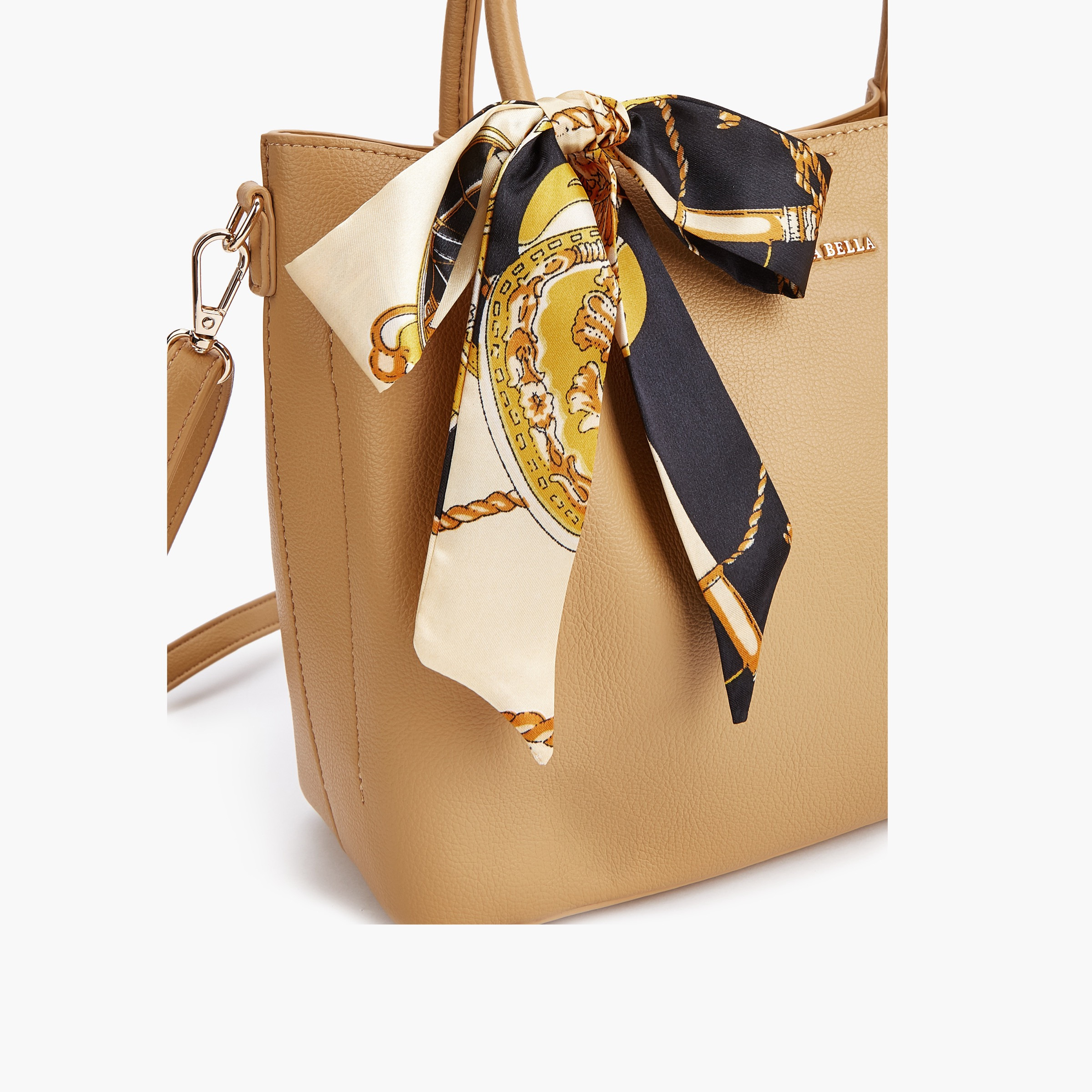 شنطة توت بحزام قابل للفصل وسحاب إغلاق وزينة وشاح من فلورا بيلا-women-bagsandwallets-handbags-image-6