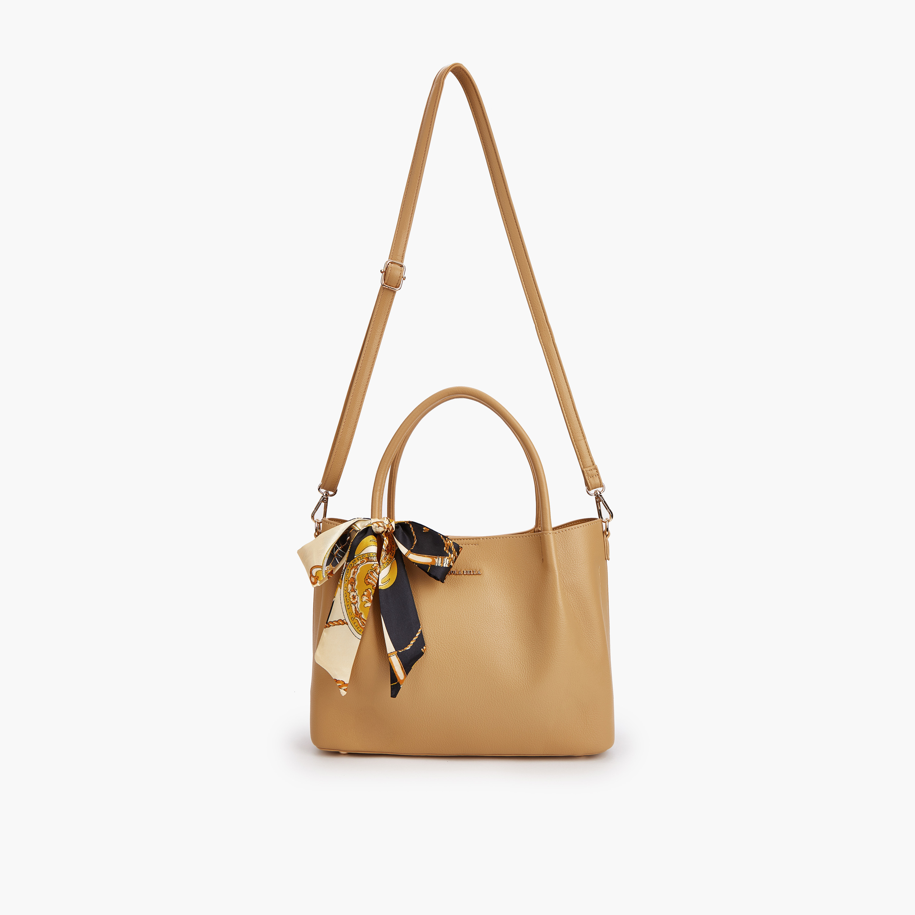 شنطة توت بحزام قابل للفصل وسحاب إغلاق وزينة وشاح من فلورا بيلا-women-bagsandwallets-handbags-image-4