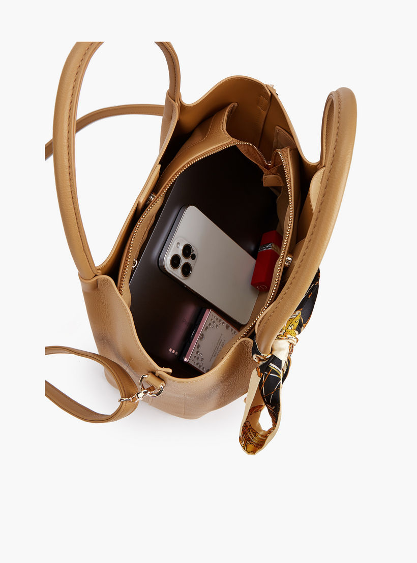 شنطة توت بحزام قابل للفصل وسحاب إغلاق وزينة وشاح من فلورا بيلا-women-bagsandwallets-handbags-image-8