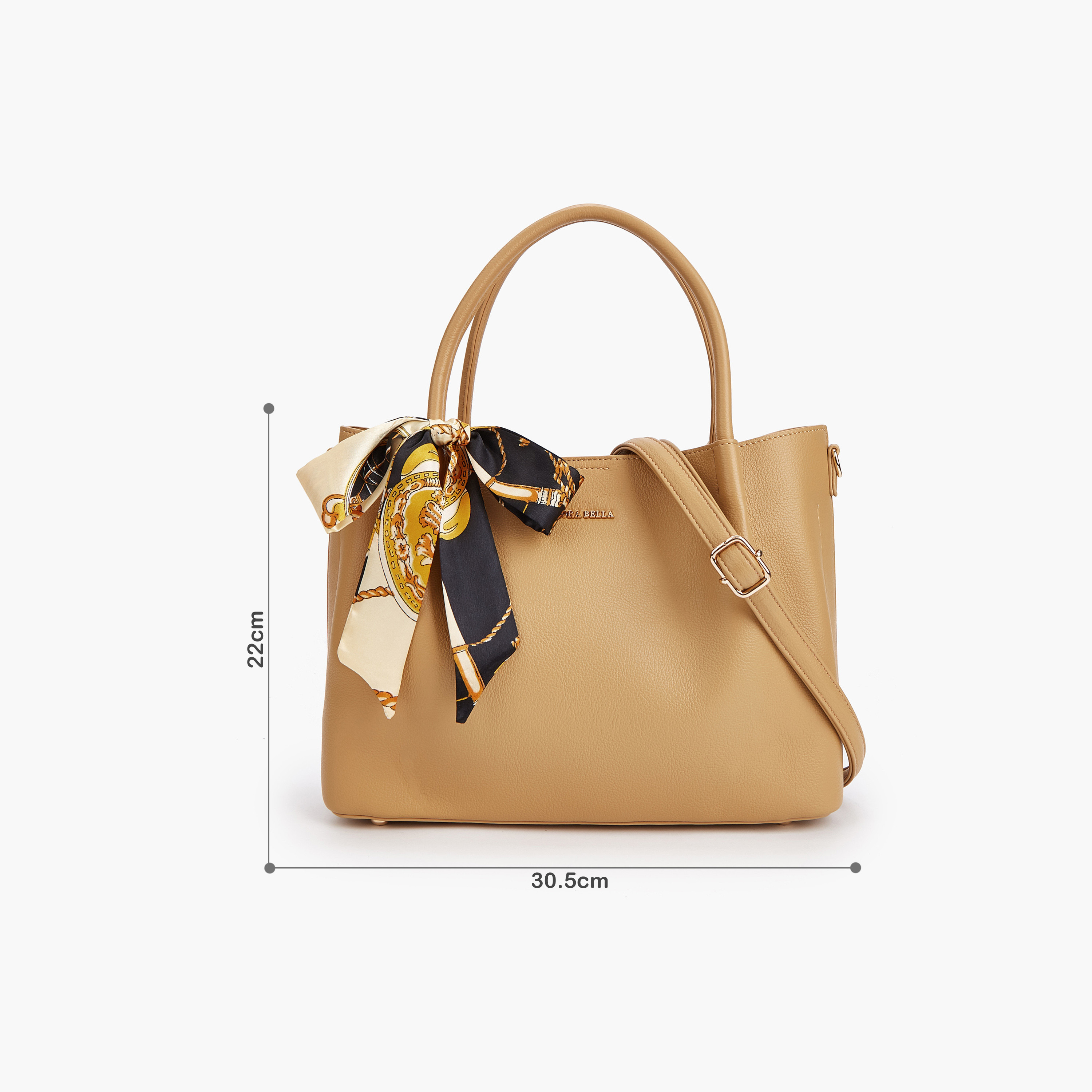 شنطة توت بحزام قابل للفصل وسحاب إغلاق وزينة وشاح من فلورا بيلا-women-bagsandwallets-handbags-image-2