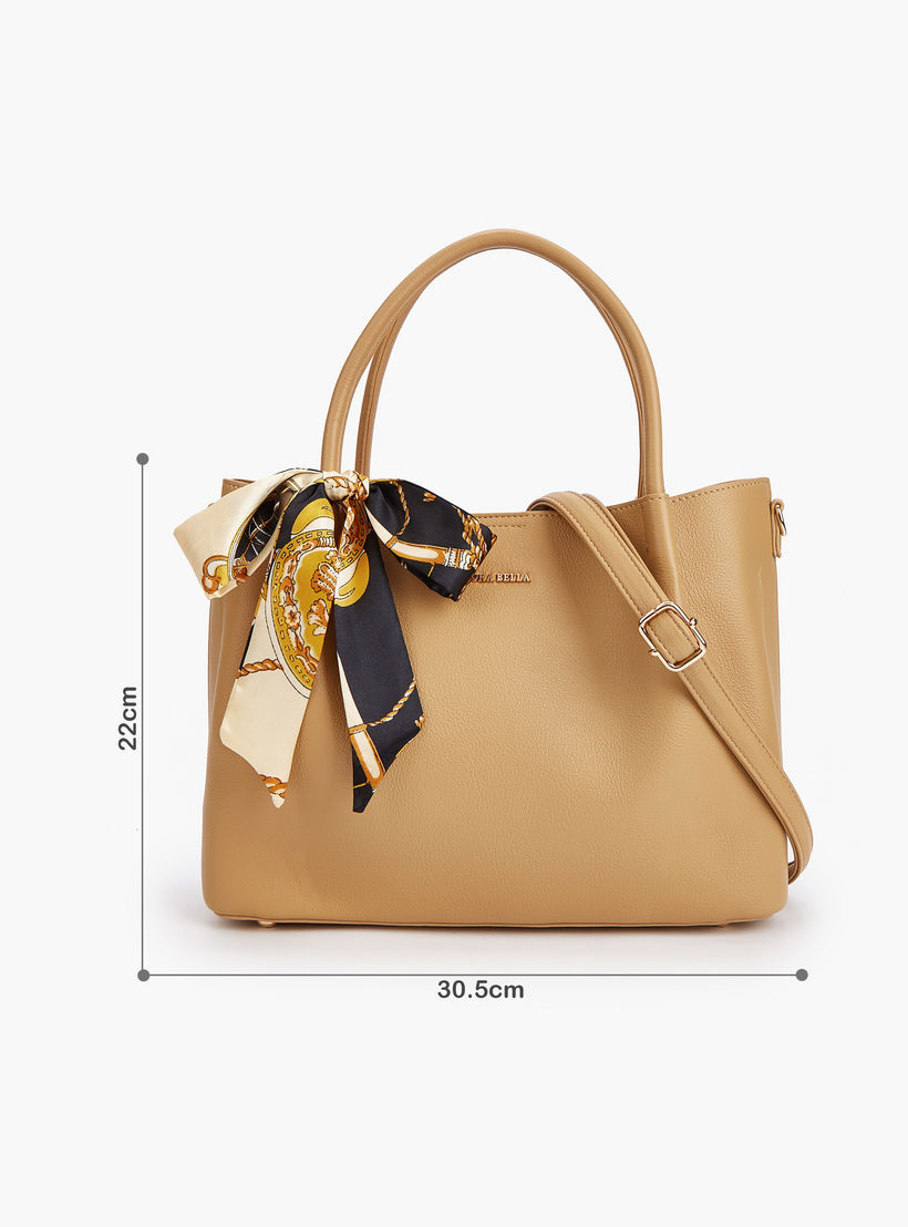 شنطة توت بحزام قابل للفصل وسحاب إغلاق وزينة وشاح من فلورا بيلا-women-bagsandwallets-handbags-image-2