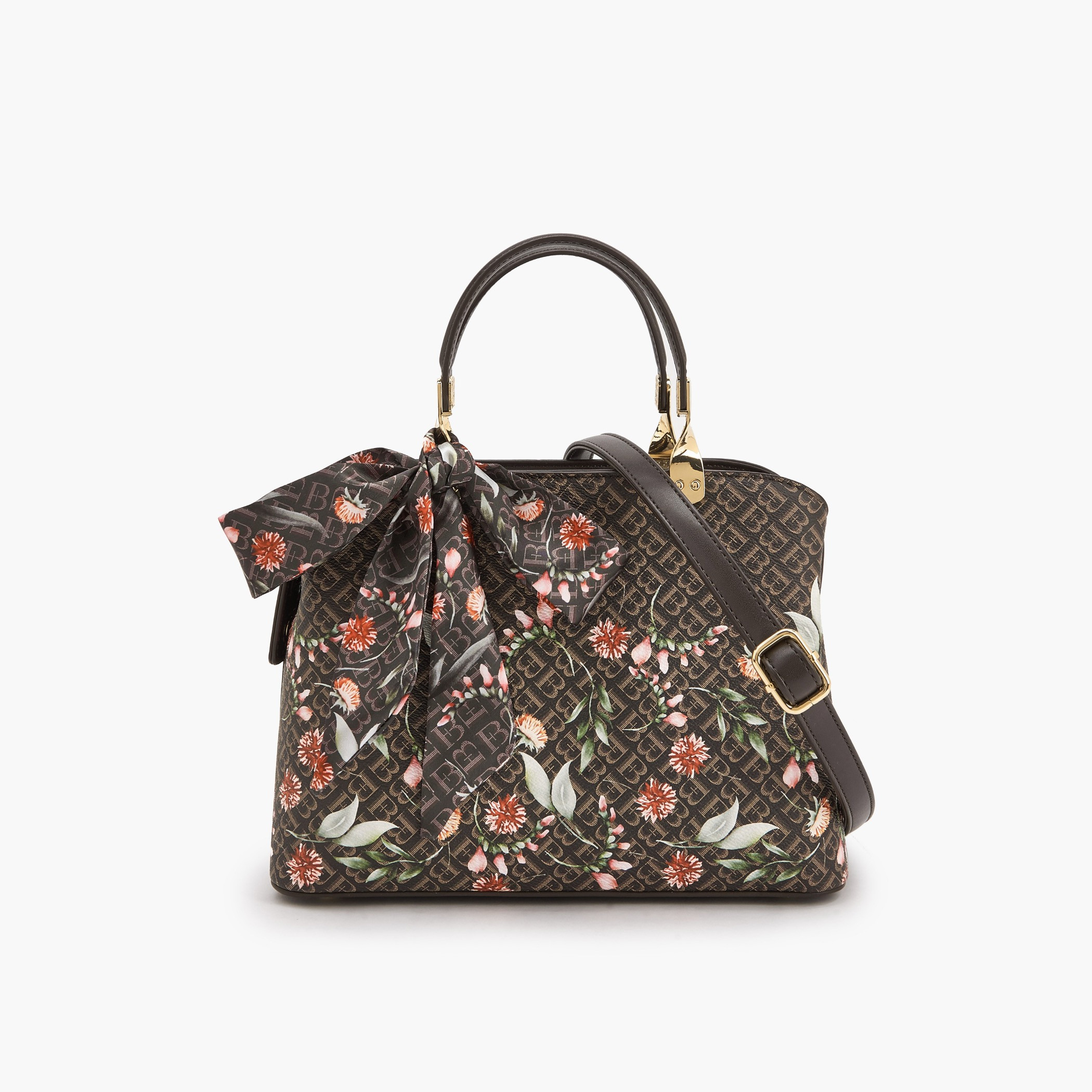 Flora Bella Floral Monogram Print Tote Bag with Scarf Accent-women-bagsandwallets-handbags-image-1