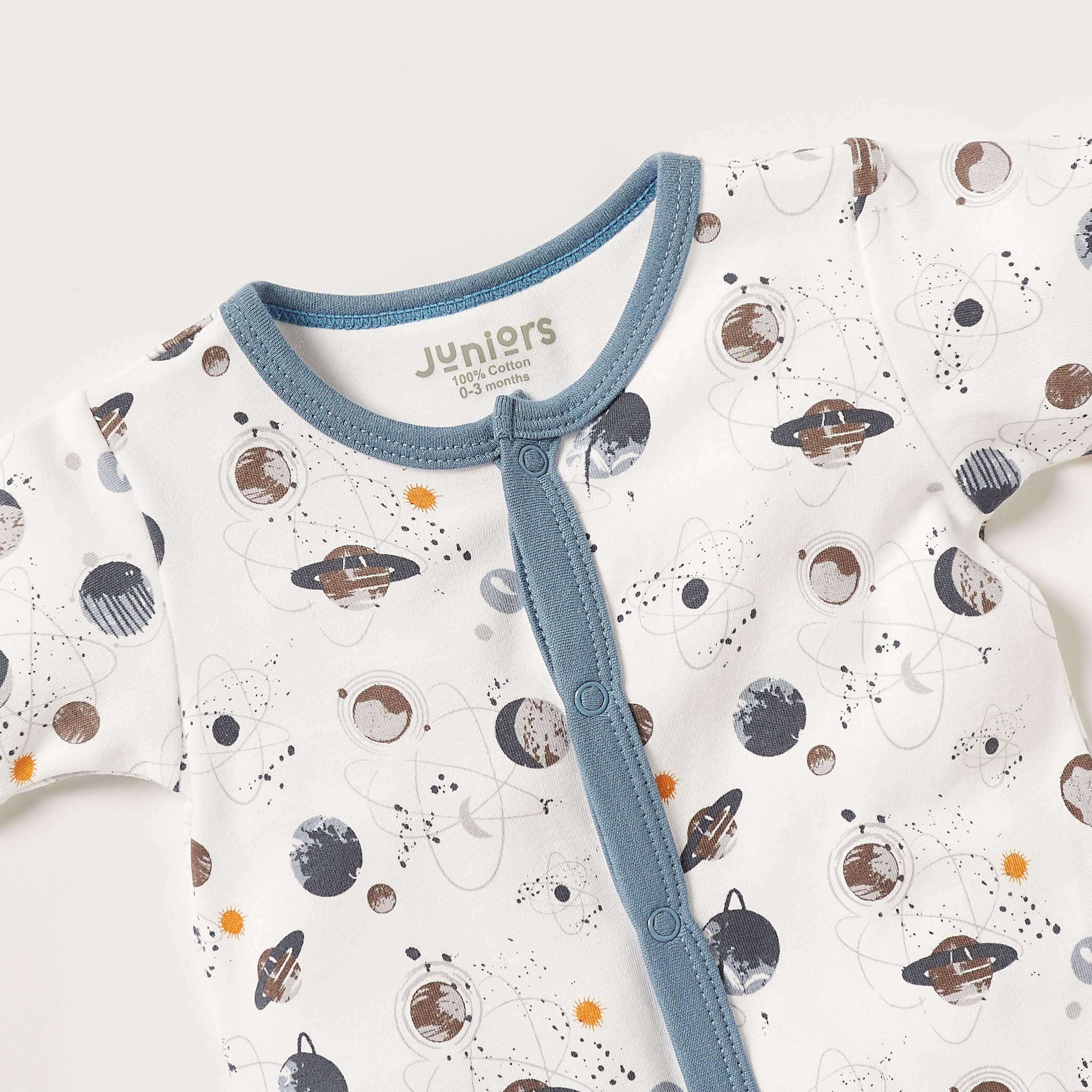 Juniors Space Print Romper with Round Neck and Short Sleeves-baby-boys-clothing-rompers-image-2