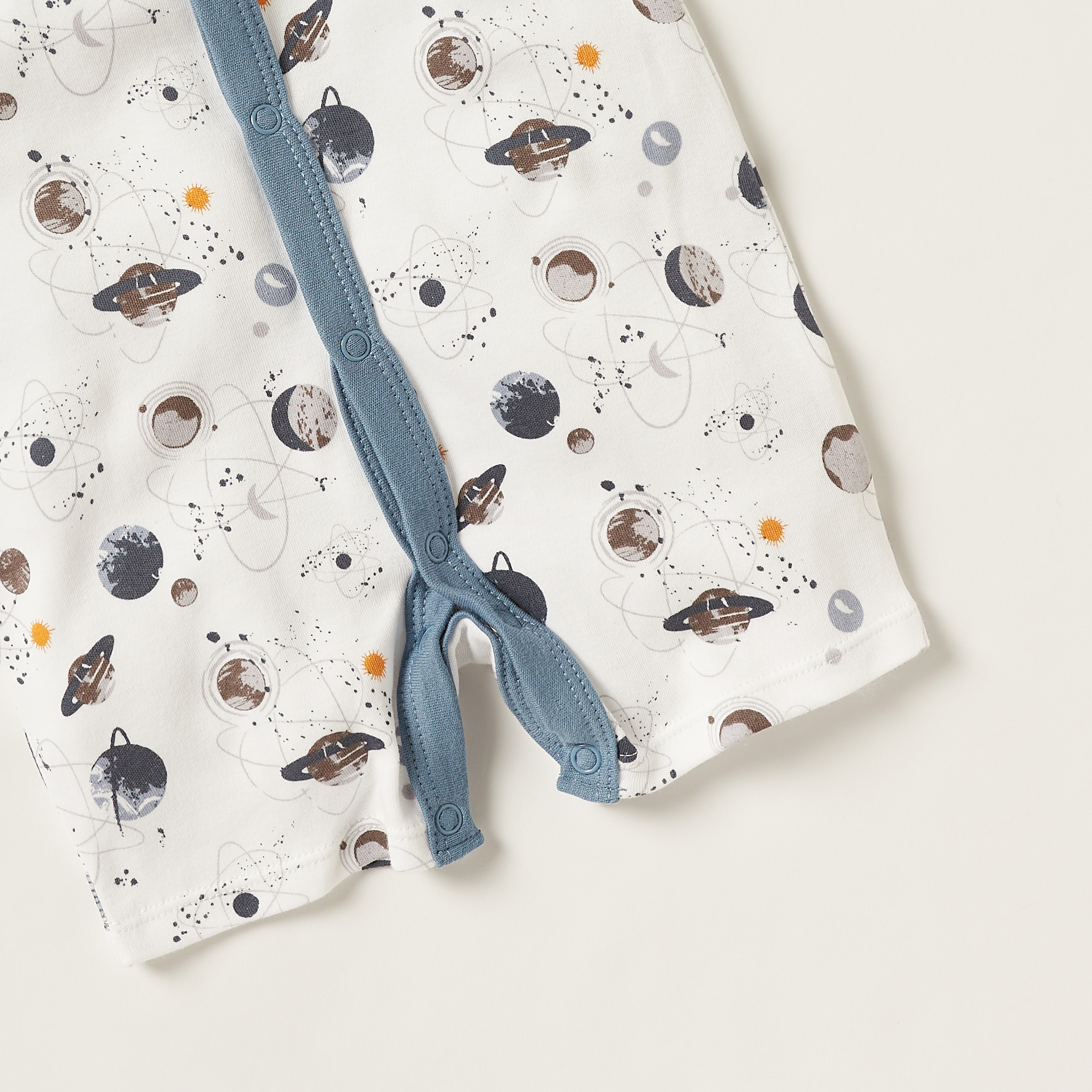 Juniors Space Print Romper with Round Neck and Short Sleeves-baby-boys-clothing-rompers-image-3