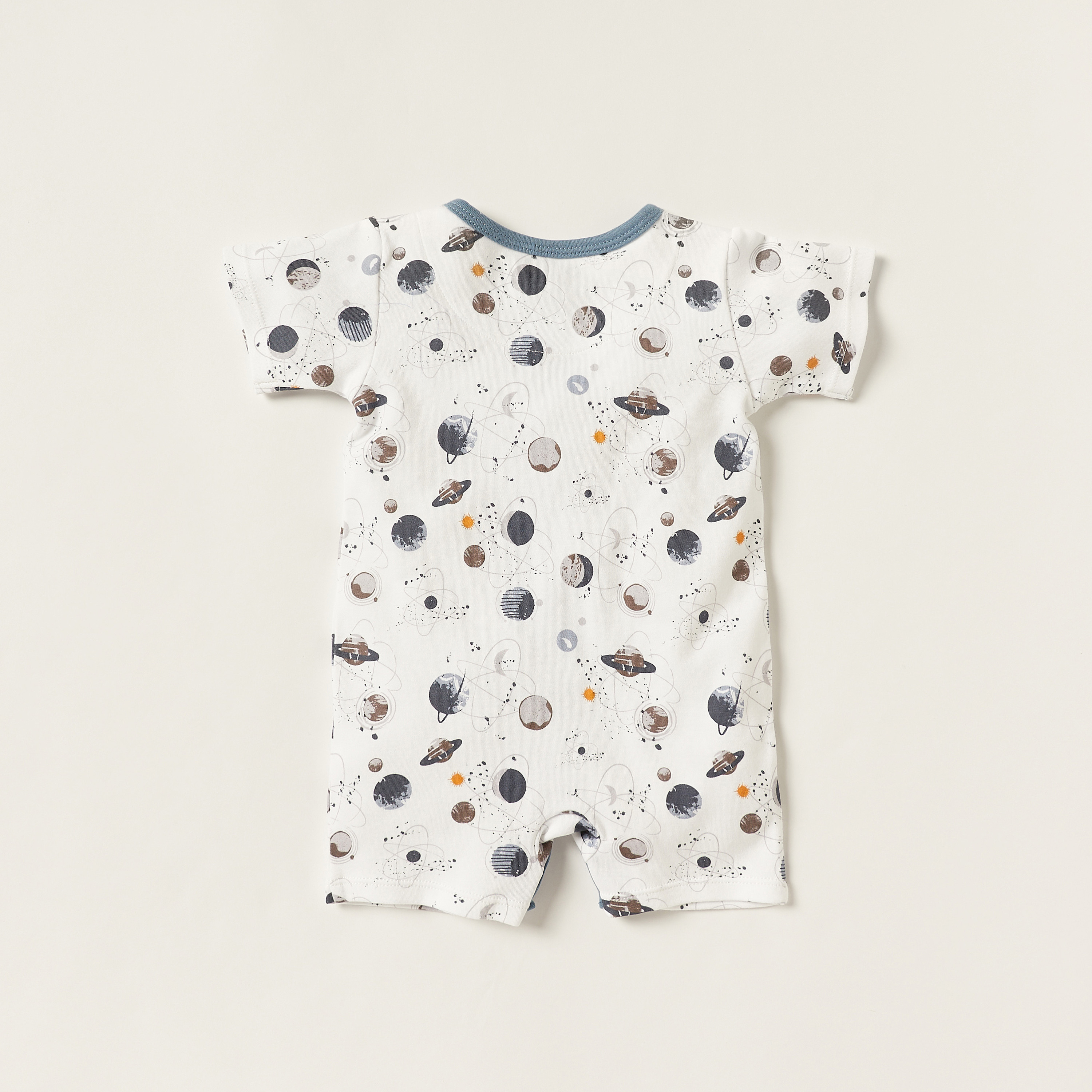 Juniors Space Print Romper with Round Neck and Short Sleeves-baby-boys-clothing-rompers-image-4